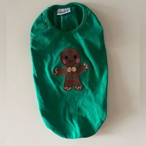 NWOT Aventura Pups Green Gingerbread Man Dog Top
